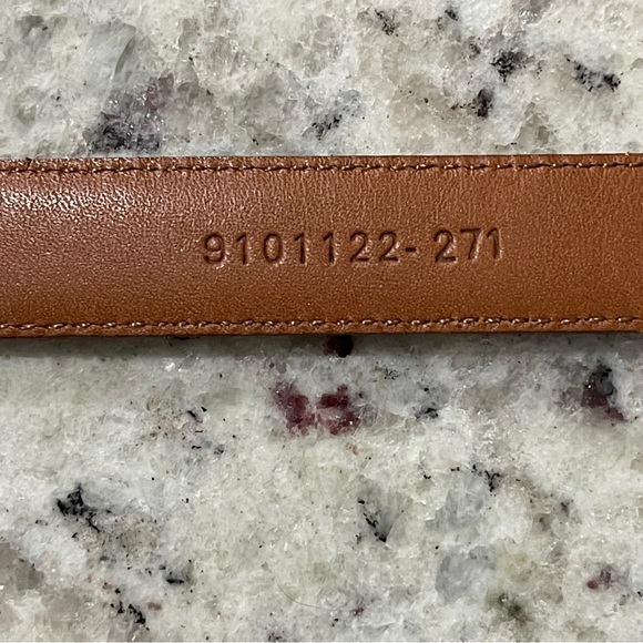 Lauren Ralph Lauren Italian Leather Crocodile Embossed Large Belt Tan Chrome - Picture 6 of 10